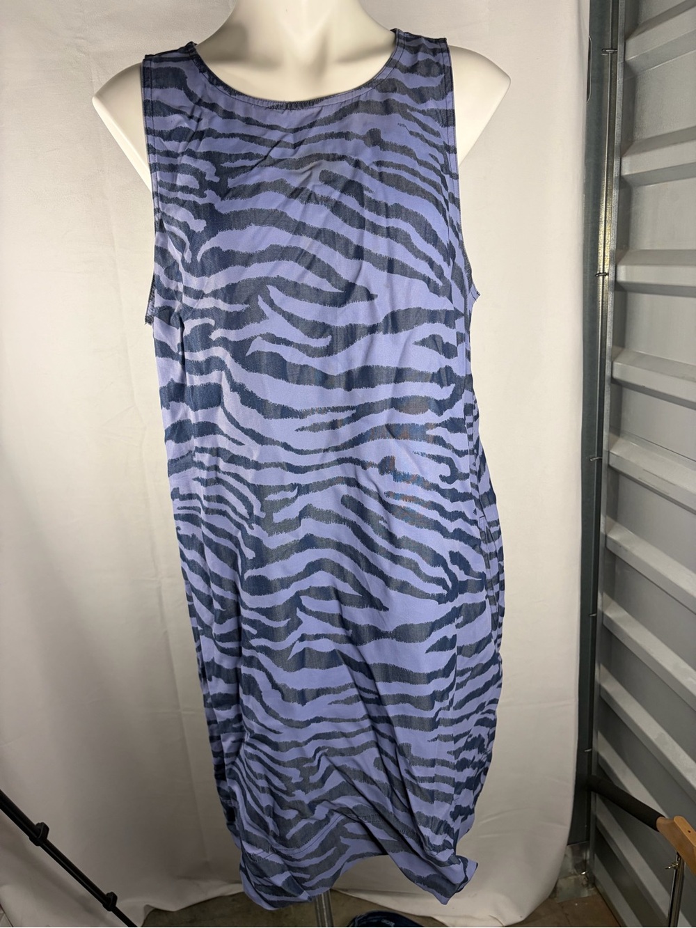 Blue Zebra-Print One-Piece Dress
